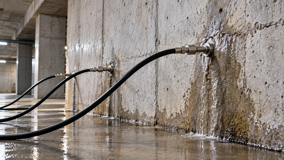 Water-reactive leak injection